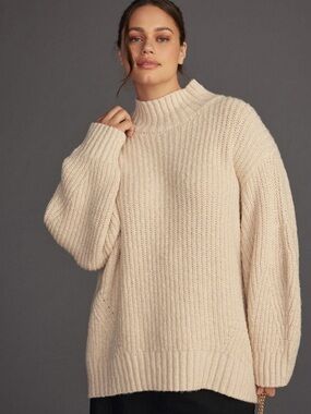 Anthropologie Maeve The Dakotah Oversized Turtleneck in Cream